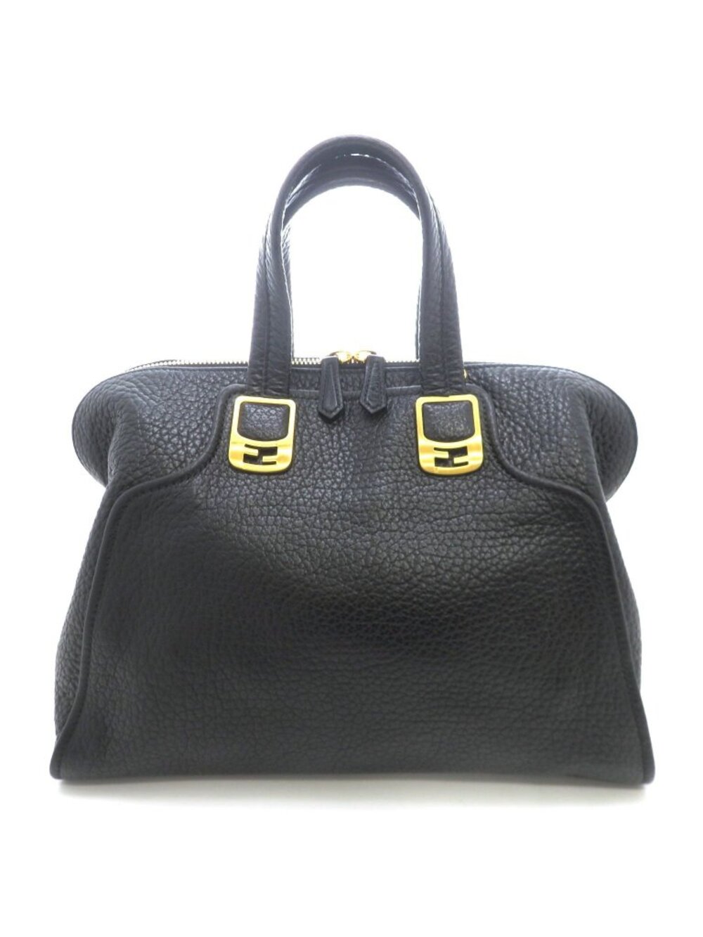 Fendi Chameleon Large 2-Way Shoulder Bag Leather Black